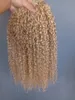 Brazilian Human Virgin Remy Kinky Lockigt Hair Weft Blond Färg Obearbetad Baby Mjuka Extensions 100 g/bunt Produkt