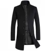 Male Slim Windbreaker Coat Fine Wool Blend Solid Color Casual Business Stand Collar Woolen Coats / Men Jackets