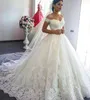 Luxury Lace Princess Off the Shoulder Wedding Dresses Sweetheart Sheer Back Princess Illusion Applique Bridal Gowns robe de mariage