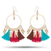 Bohemian Earrings Thread Beaded Tassel Fringe Drop Dangle Gifts for Women Daily Jewelry 5 Color