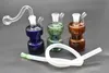 Color Mini Glass Bongs oil rigs inline perc honeycomb Smoking Pipe Recycler Dab Rigs Water Pipes Bong with 10 mm male joint bowl and hose