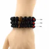 Partihandel svart naturlig svart onyx stenpärlor mode armband män kvinnor sträcker gåva yoga armband