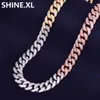 Хип-хоп 12 мм Tricolor Miami Cuban Link Change Cell Maced Out Out Full Zircon Men Rock Bling Cool Ncklace 16-28 дюймов