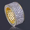 Hip Hop Jewelry Mens Gold Ring Iced Out Rings Micro Pave Cubic Zircon Promise Diamond Finger Rings Luxury Designer Brand Personality Gift