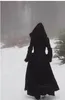 2018 Yeni Kürk Hallowmas Kapüşonlu Cloaks Kış Düğün Pelerinler Wicca Robe Sıcak Mont Gelin Ceket Noel Siyah Etkinlik Aksesuarları