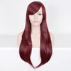 뜨거운 여자 머리 깊은 붉은 염색 가발 가발 와인 레드 바디 물결 모양의 부르고뉴 J1
