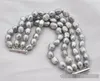 Libero Shipping4strands 8 "braccialetto di perle d'acqua dolce grigio barocco da 12 mm