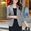 Traje Blazer Femme Mujer Blazer 2017 Nuevo Otoño Un solo botón Corto Oficina Blaser Chaqueta de trabajo de manga larga Slim Plus Size BL03