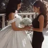 Dubai Princess Ball Gown Wedding Dress Petals Flower Beaded Off Shoulder Satin Bridal Dress Charming Lace-Up Saudi Arabia Wedding Gowns