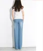 2017 verão fino fundo tamanho grande elástico cintura larga calça jeans casual feminino solto em linha reta pants pants mulheres jeans w175 s18101604