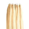 P27/613 Unprocessed Brazilian Straight hair Human Tape Hair Extensions 100g Apply Tape Adhesive Skin Weft Tape Hair Extensions 40pcs