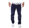 Męski projektant mody Jean Pantalones rozerwany drapowany motocyklowy dżinsy Khaki Blue Black Grey210i