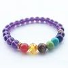 Großhandel handgefertigtes buntes rotes Achat-Amethyst-Vulkan-natürliches violettes schwarzes Stein-Matt-Yoga-Buddha-Perlenarmband für Frauenschmuck