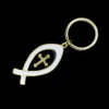 Design Moda Ryba Krzyż Key Chain Metal Christian Biżuteria Prezenty Krzyż Key Chain Key Ring Hurt