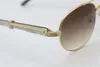 18k Gold Schwarz Weiß Büffelhorn Brille CT569 Runde Metall Sonnenbrille Großhandel Sonnenbrille C Dekoration Modeaccessoires Größe: 57-22-135mm