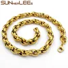 5mm 7mm 9mm 11mm Fashion Jewelry 316L Stainless Steel Necklace Gold Color Oval Rope ed Link Chain For Mens Womens SC31 N5964694