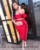 Sexy lunghezza del tè abiti da sera africani 2020 Guaina Plus Size Nero ragazze arabo economici Yousef Aljasmi abiti da ballo formale abiti da sera partito