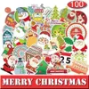 100 sztuk Wakacje Boże Narodzenie Xmas Snow Festival Naklejki Pack Car Bike Bagaż Naklejki Laptop Deskorolka Motor wody Butelka Naklejka