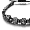 Geometriska Faced Crystal Rivets Charms Armband För Kvinnor Män Koppar Beaded Armband Man Tillbehör Pulseira Masculina