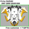 طقم أدوات تشكيل عالية الجودة لـ Suzuki GSXR1000 07 08 fairings white gold set GSXR1000 2007 2008 XX22