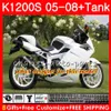 Ciało dla OEM Gloss White K1200 S K 1200 S 05 10 K1200S 05 06 07 09 10 10 103HM.14 K-1200S K 1200S 2005 2006 2007 2008 2000 2010