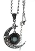 style Triple moon goddess black wiccan necklace with star moon gems is fashionable and exquisite6089946