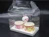 2/6/4カップケーキ箱クリアTed透明ビスケットクッキー箱ウェディングパーティーのベース付きベース付きキャンディーボックスPVCギフト包装箱