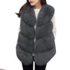 2016 Vinter Kvinnor Tjock Varm Faux Fur Vest Högkvalitativ Mode O-Neck Kort Fur Coat Kvinnor Jacka Outwear 3XL Plus Storlek