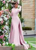 Romantic Streatch Charmeuse Sweetheart Neckline Full Length Sheath Bridesmaid Dresses Sparkly Lace Appliques Detachable Bridal Party Dresses