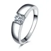 18K Classic 1,2ct Vitguldpläterad Stor CZ Diamond Ringar Top Design 4 Prong Bridal Wedding Ring för kvinnor