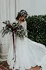 جميلة الأكمام الطويلة A-line قطعتين على شاطئ الريف الزفاف شيفون كروكبليس الدانتيل أعلى بوهو مخصص ثوب الزفاف البوهيمي