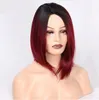 8 colors beauty Ombre Red Bob Wigs for Women Synthetic Short Blonde Black Brown Straight Wig Burgundy Hair Heat Resistant Fiber