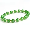 Pretty 8mm Doğal Yeşil Yeşim Jadeite Yuvarlak Boncuk Streç Bileklik Bileklik 7.5 ''