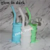 Portable glow in dark Hookah Silicone Barrel Rigs for Smoking Dry Herb Unbreakable Water Percolator Bong silicone mouthpiece for bong