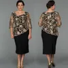 Modeste kant moeder van de bruid jurken ronde hals plus size lange mouwen bruiloft gast jurk thee lengte chiffon lovertjes avondjurken