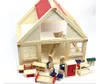 Wooden Wonders Tall Townhome house with 16 Pieces of Furniture,building block for Kids