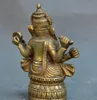 Kinesisk gammal brons tibet buddhism fyra-arm elefant gud mammon buddha staty