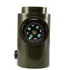 Multi Function Camping Hiking Emergency 7 in 1 Survival Whistle with Compass Thermometer Magnifier Viewfinder