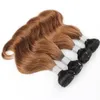 1b 30 Ombre Bruin Body Wave Haarbundels met Sluiting 50g / Bundel 10-12 Inch 4 Bundels Braziliaanse Remy Human Hair Extensions