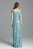 Kvinnors landningsbanor Sexig snedstreckhalsbindning Split Party Prom Brodery Sequined Lace Elegant Long Designer Dresses