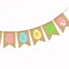 Pasen Jute Banners Kleurrijke Paasei en Bunny Pattern Bunting Garland Pasen Decorations Home Party Decor