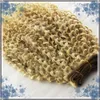 YUNTIAN Product 100g Mongoolse Afro Kinky Krullend Haar Weave Bundels van echt haar 613 Bleach Blonde Hair Extensions 4B 4C NonRemy Ext2617874