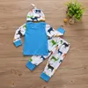 2018 Christmas Style Newborn Baby Boys Girls Clothes Long Sleeves Fashion Color Deer Patchwork T-Shirt+Pants+Hat Infant Baby Clothing Set