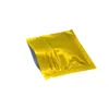 Bolsa de embalaje con cierre de cremallera de lámina de Mylar reutilizable dorada de 7,5x6 cm, bolsas de embalaje de muestra de té de caramelo con cremallera de papel de aluminio sellable con calor