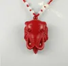 Kina Natural Röd Organisk Vermillion Fox Halsband Obsidian Fox Pendant Lucky Fashion Amulet