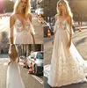 Gali Karten 2019 A Line Bröllopsklänningar Poolging Spaghettti Lace Bridal Gowns Appliqued Open Back Beach Boho Bröllopsklänning Anpassning