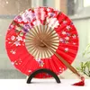 Klasik Çiçek El Fanlar Japon Çiçeği Yüzey Katlama Bambu Fırıldak Fan Düğün Parti Iyilik Hediye