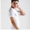 PRAYGER hommes corps shaper minceur sans couture gynécologie shapewear à manches courtes chemise hauts ventre contrôle maillot de corps