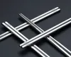 100Pair / Lot Food Grade 304 Rostfritt Stål Bordsväska Chopsticks Hushållsmetall Alloy Square Chopsticks Custom Logo