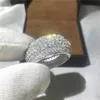 Vecalon Luxury Women Ring Pave Set 320pcs Diamonique Cz Yellow Gold Filled 925 Silver Anniversary Wedding Ring for Women Men325b